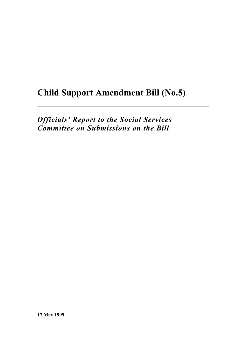 Child Support Amendment Bill (No.5)