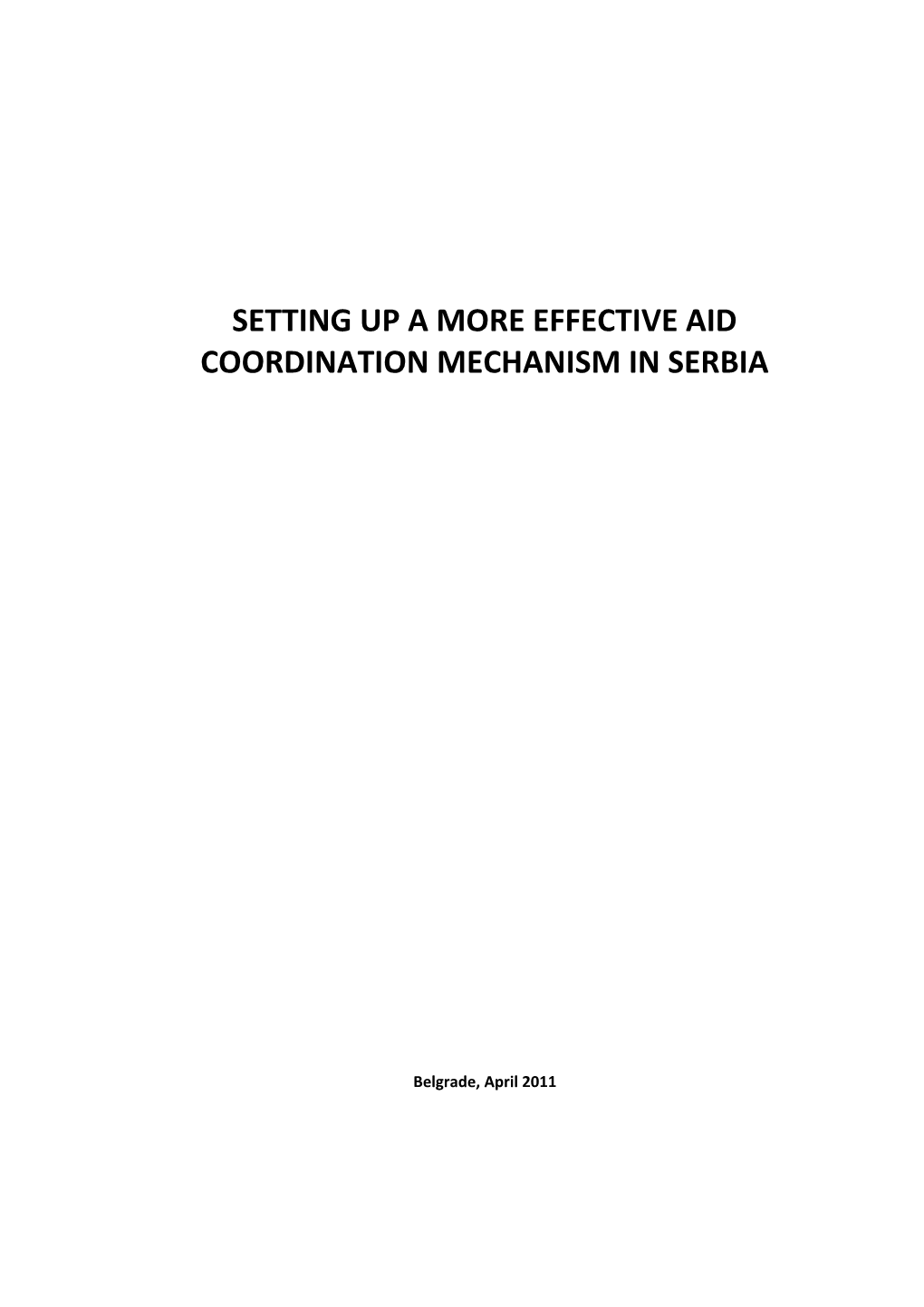 Setting up a More Effective Aid Coordination Mechanism in Serbia