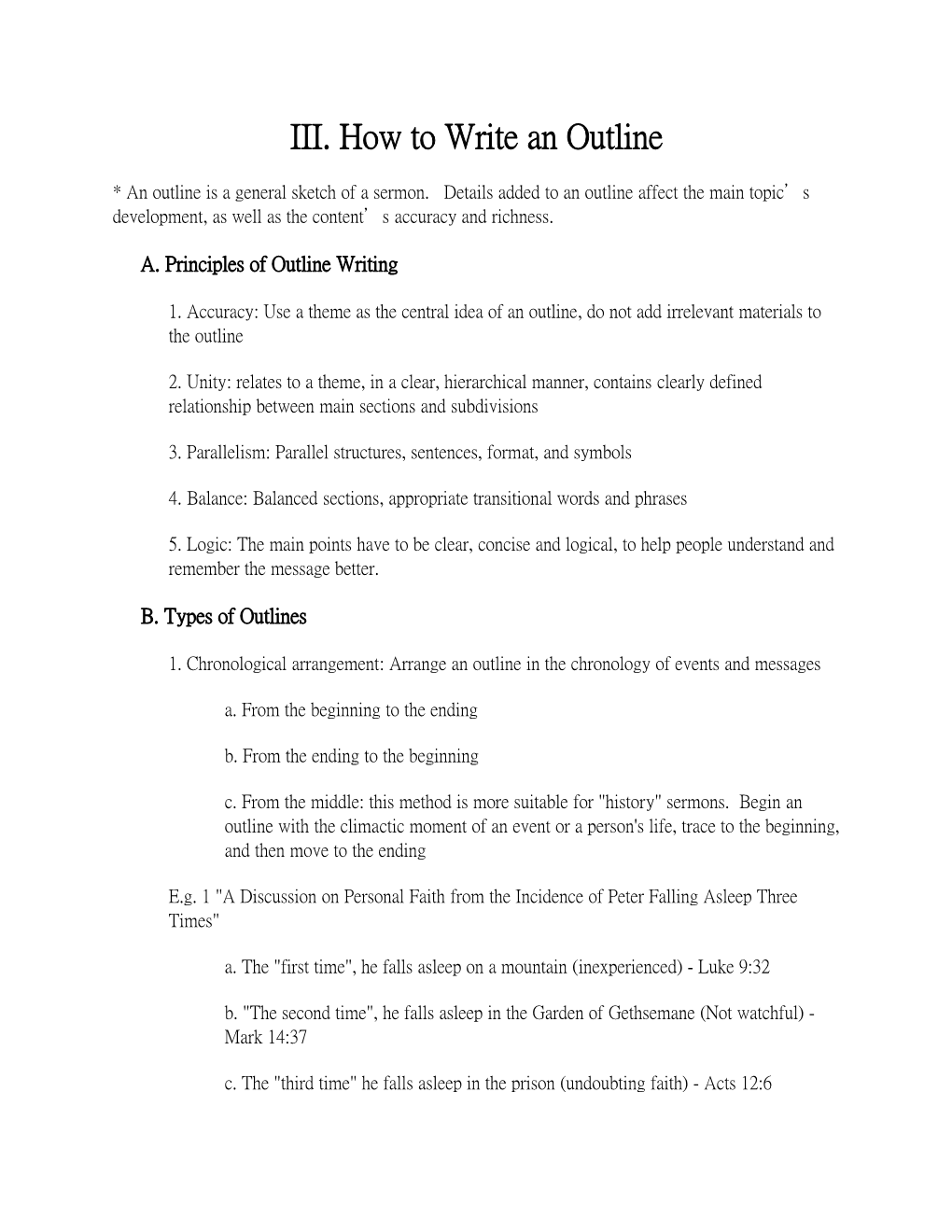 III. How to Writean Outline