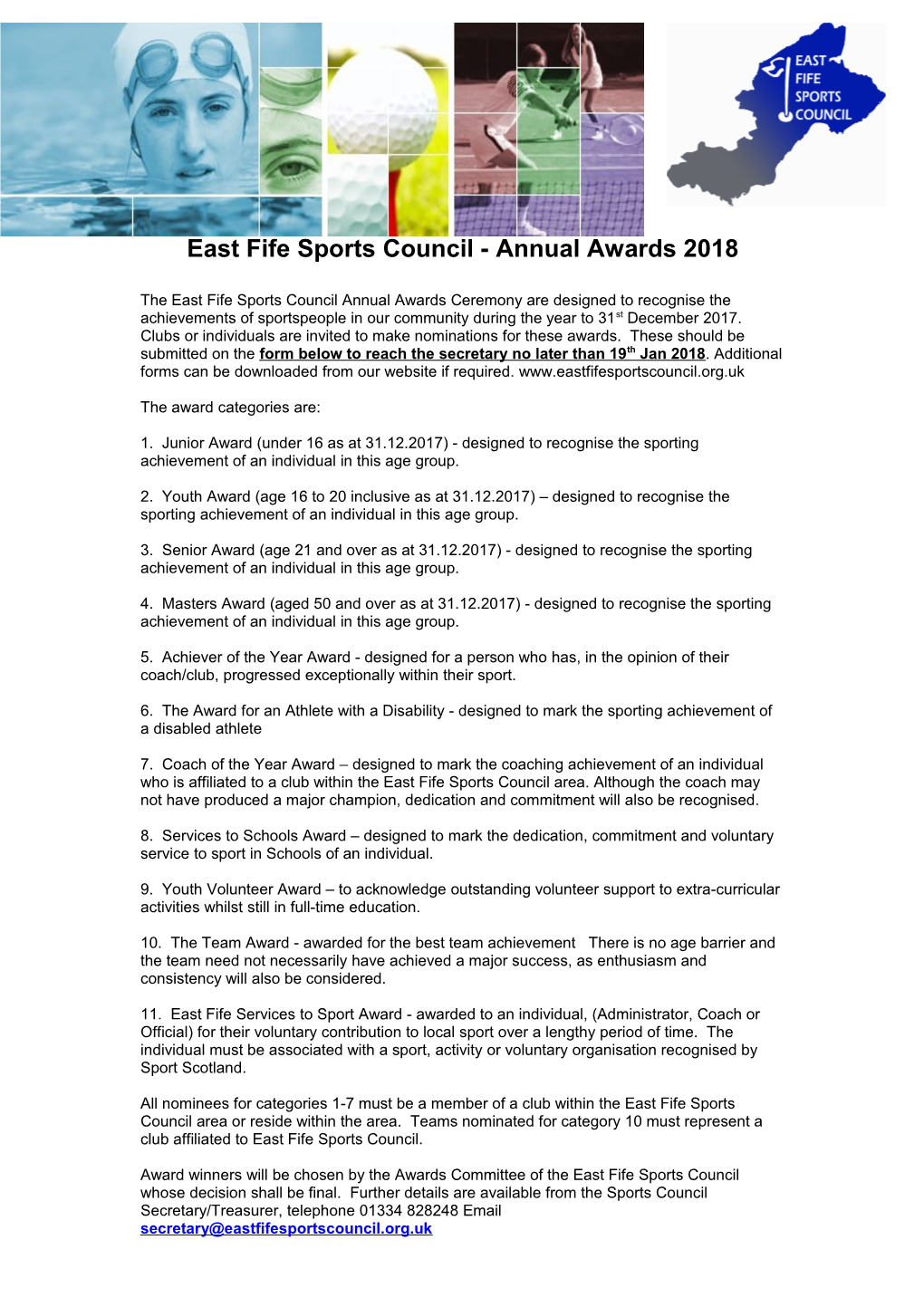 East Fife Sports Council Newsletter