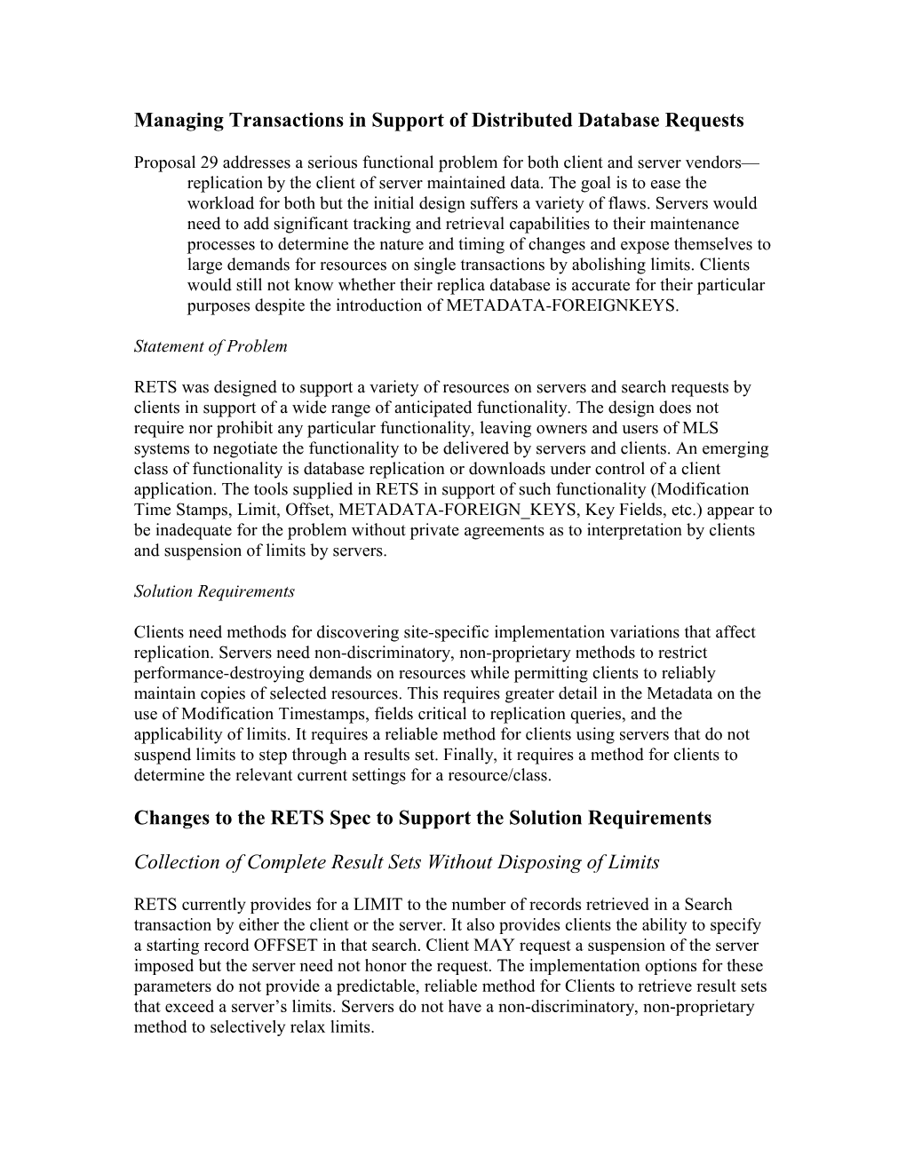 Managing Transactions in Support of Distributed Database Requests