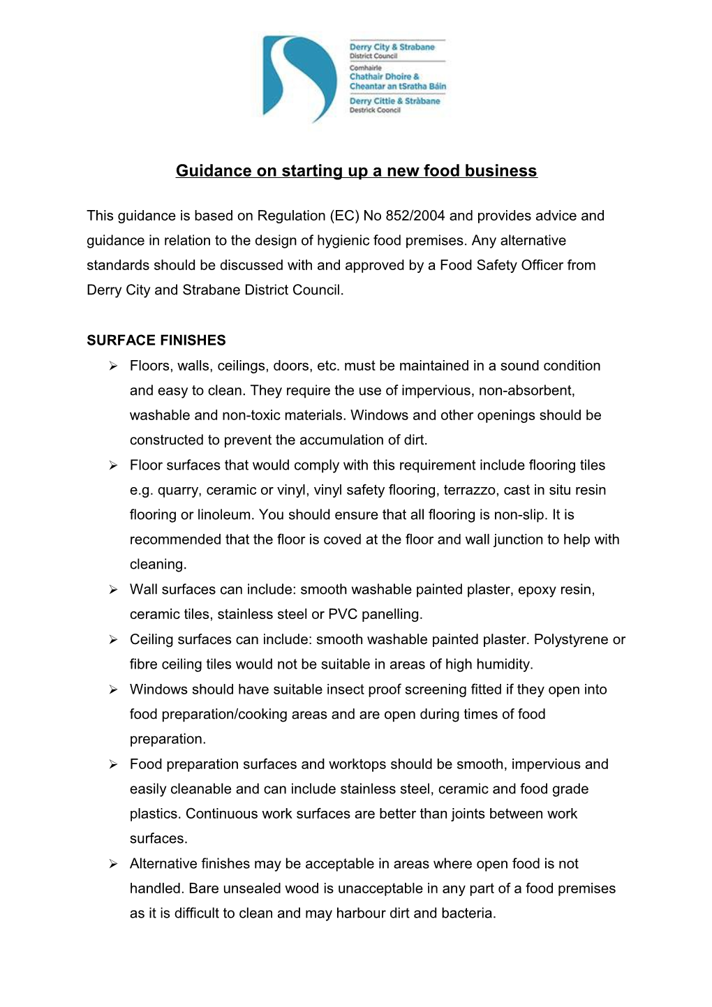 Guidance on Starting up a New Food Business