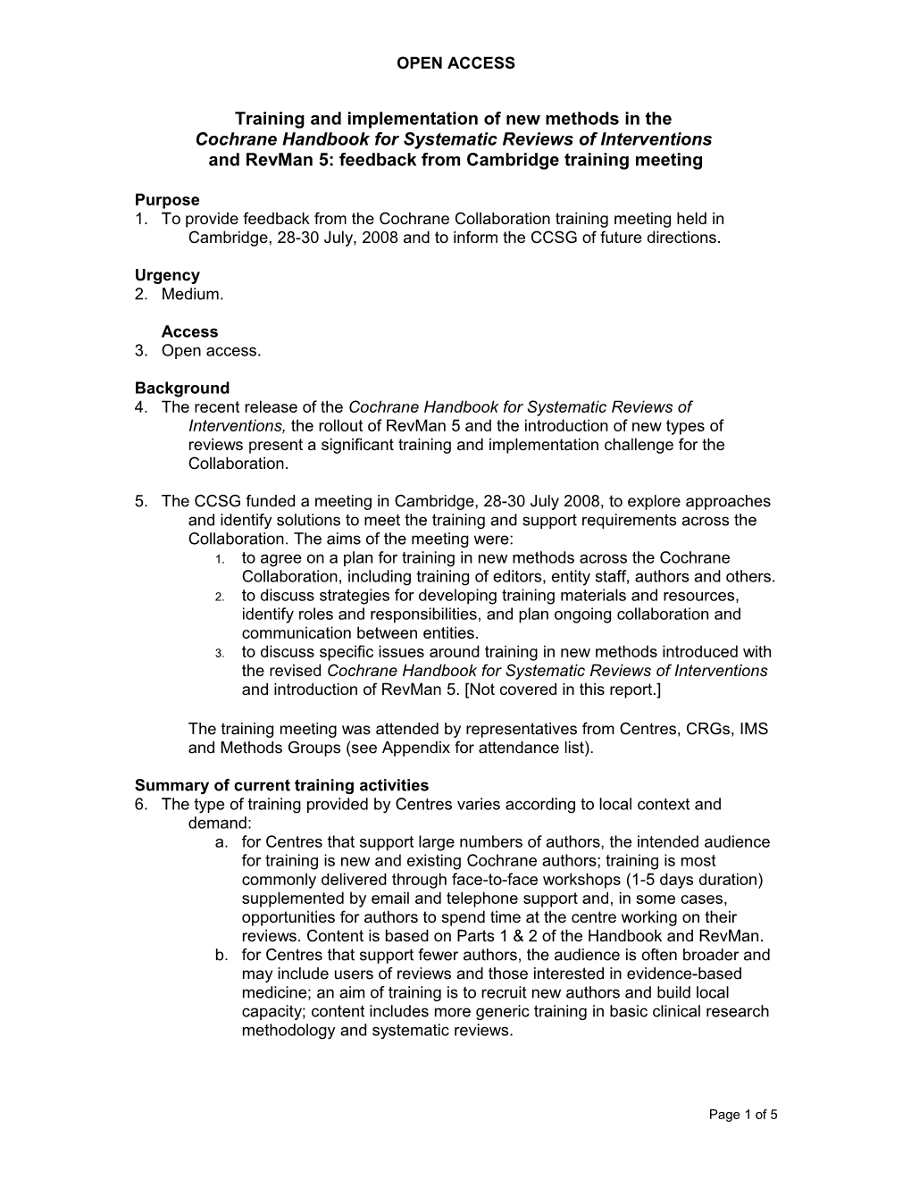 Training and Implementation of New Methods in Cochrane Handbook for Systematic Reviews