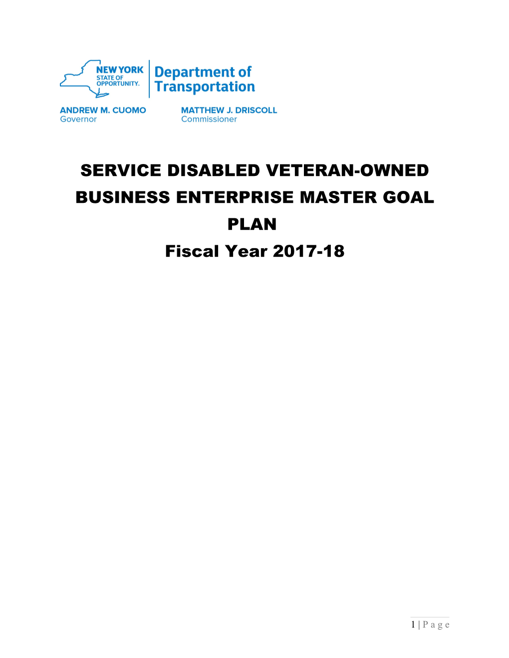 Service Disabled Veteran-Owned Business Enterprise Master Goal Plan