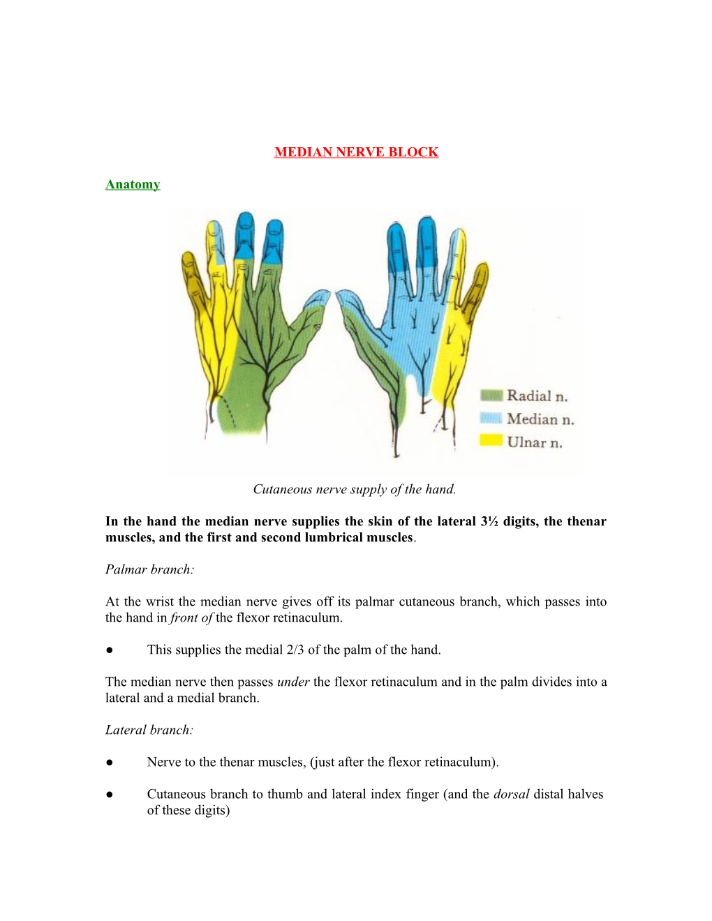 Nerve Block Median