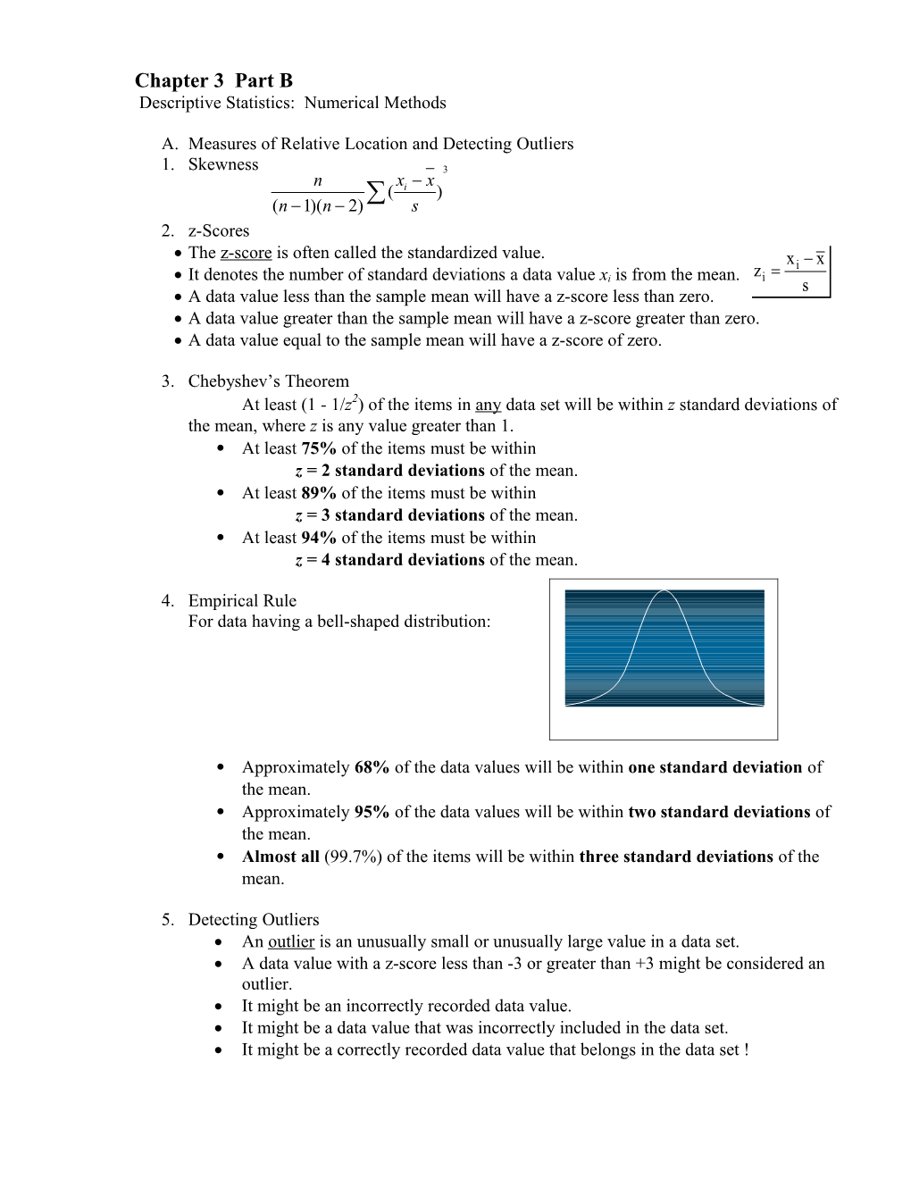 Chapter 3 Part B Descriptive Statistics: Numerical Methods