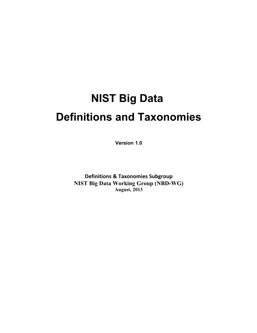 Definitions and Taxonomies
