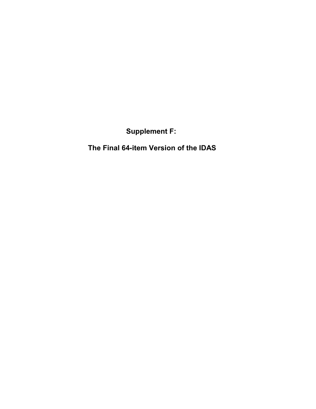 The Final 64-Item Version of the IDAS