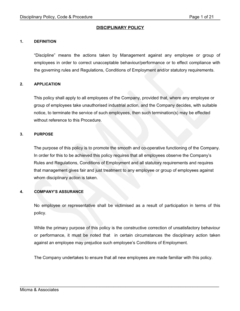Disciplinary Policy, Code & Procedure Page 1 of 21