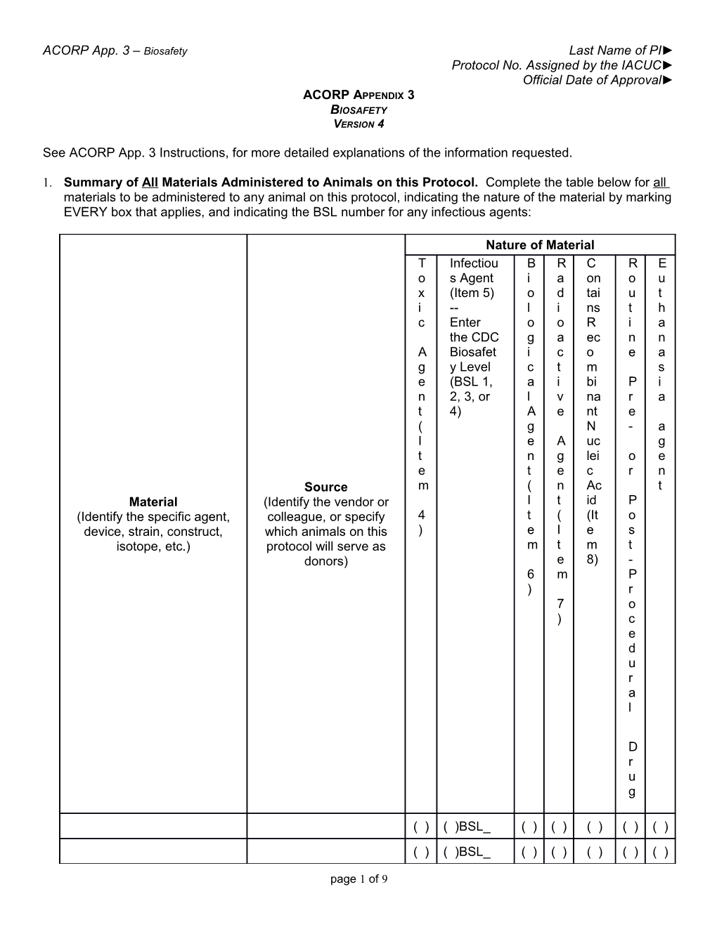 ACORP App. 3 Biosafetylast Name of PI