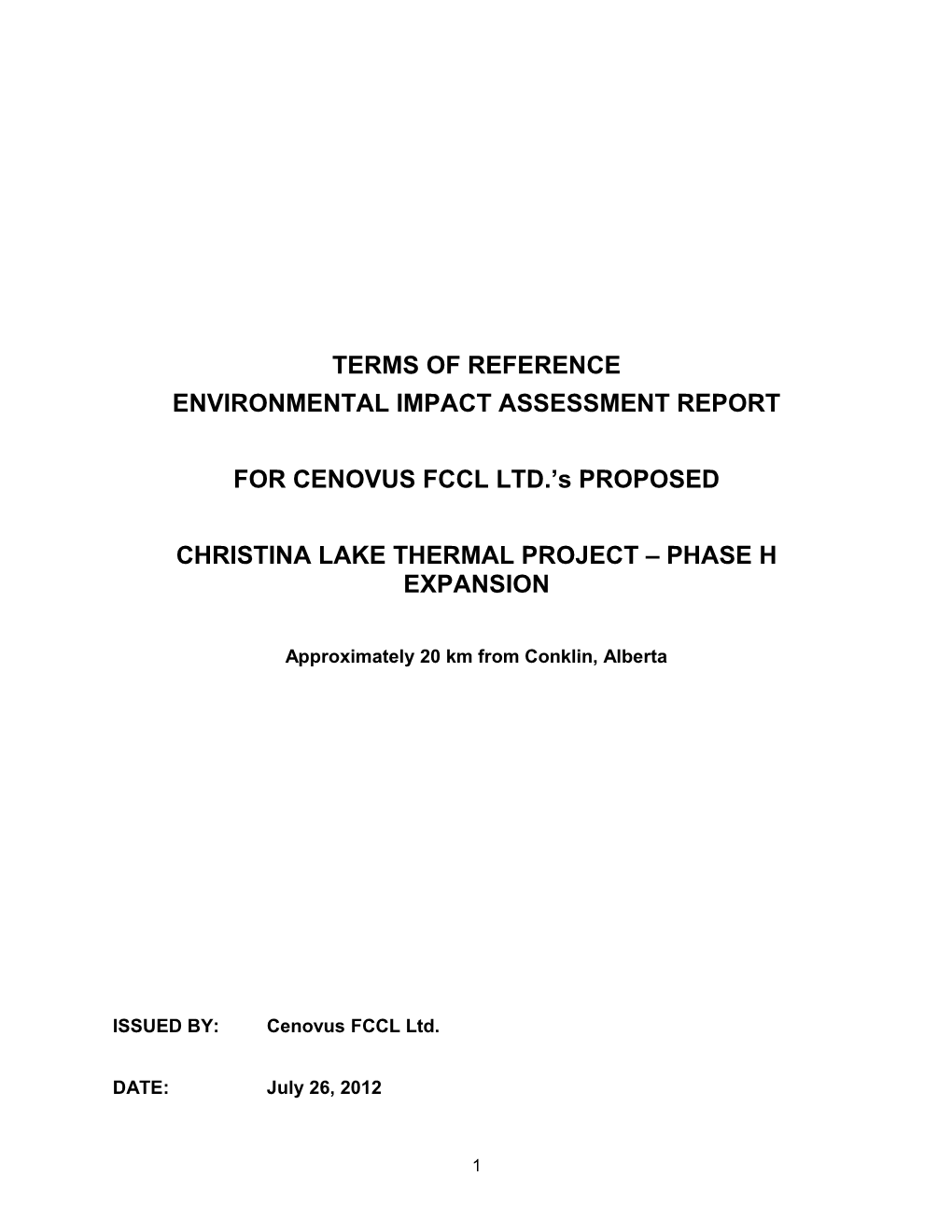 Terms of Reference Environmental Impact Assessment Report - Christina Lake Thermal Project