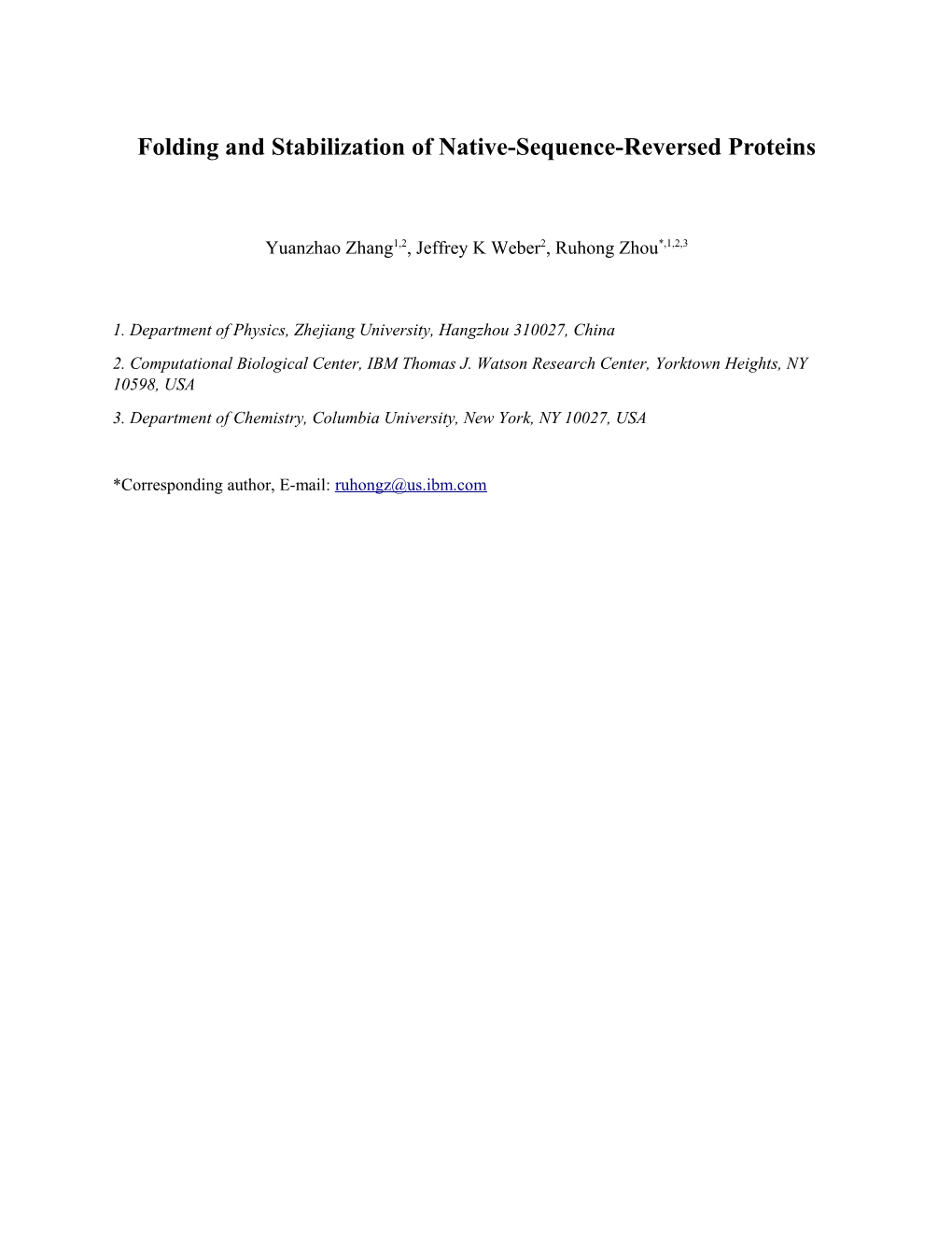 Folding and Stabilization Ofnative-Sequence-Reversed Proteins