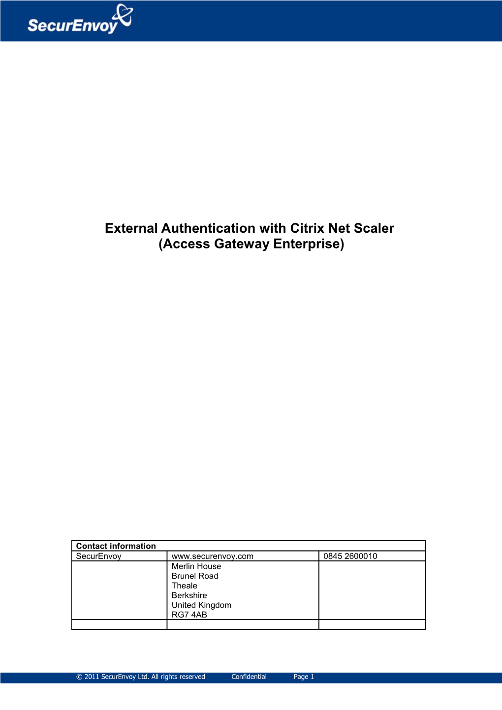 External Authentication with Citrix Net Scaler