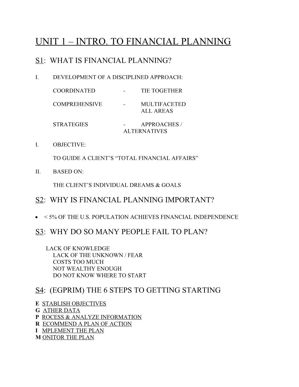 Fundamentals of Financial Planning