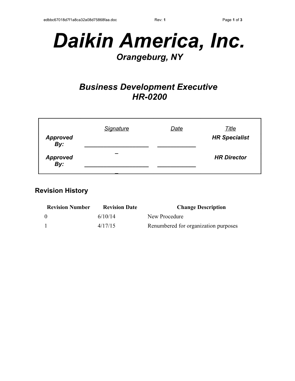 Daikin America, Inc