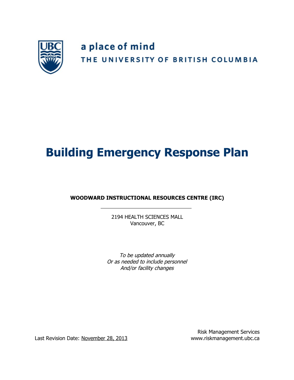 Building Emergency Response Plan