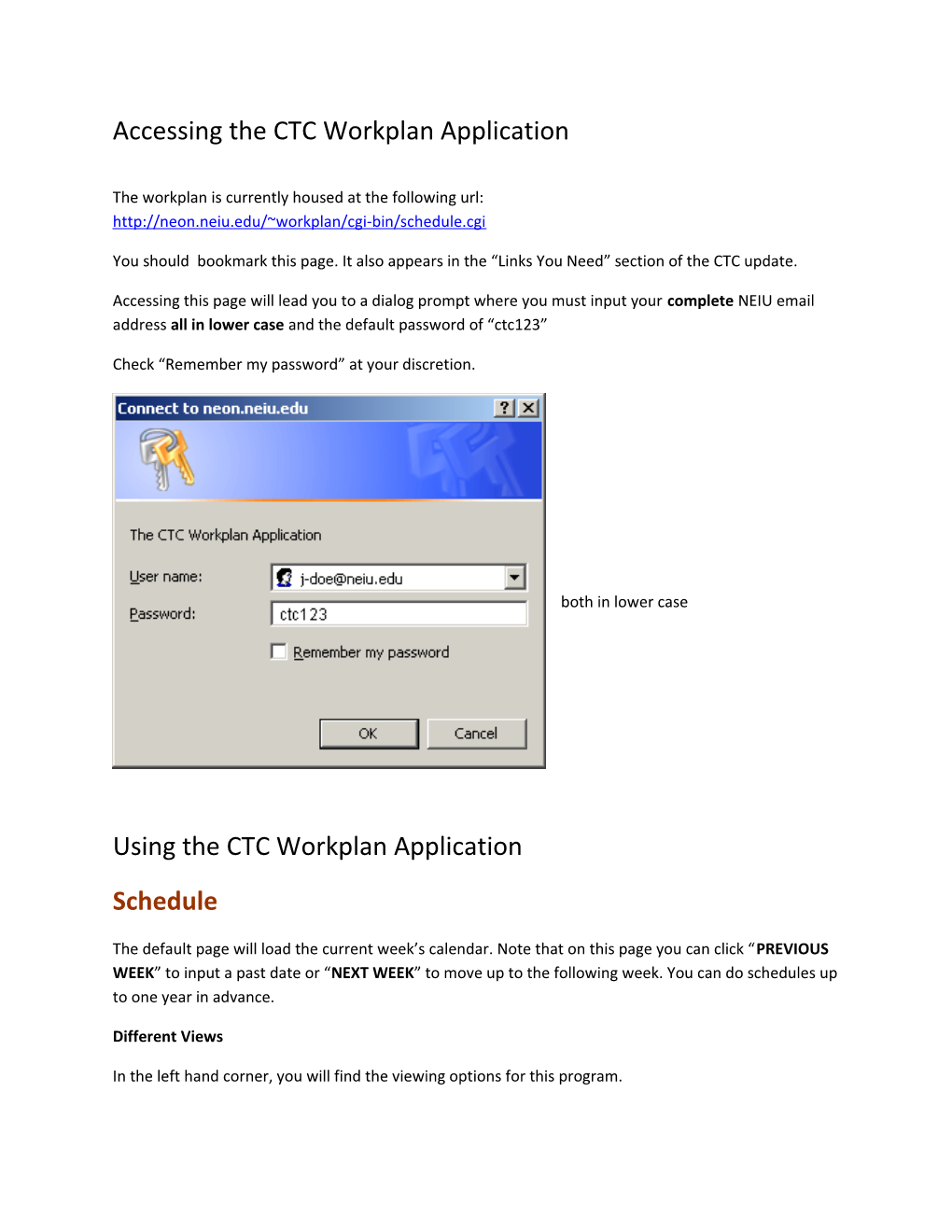 Accessing the CTC Workplan Application