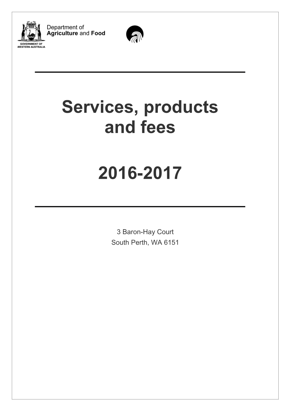 Service Products and Fees 2016-2017