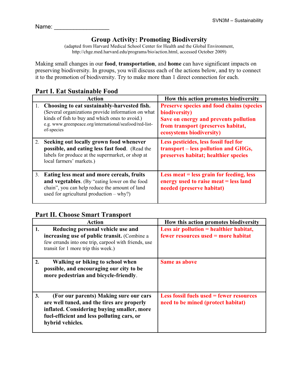 Biodaversity Code Discussion Notes