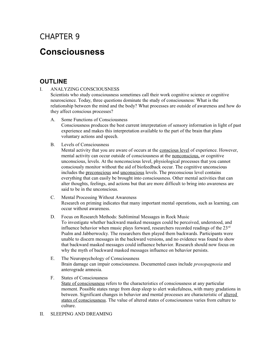 I.Analyzing Consciousness