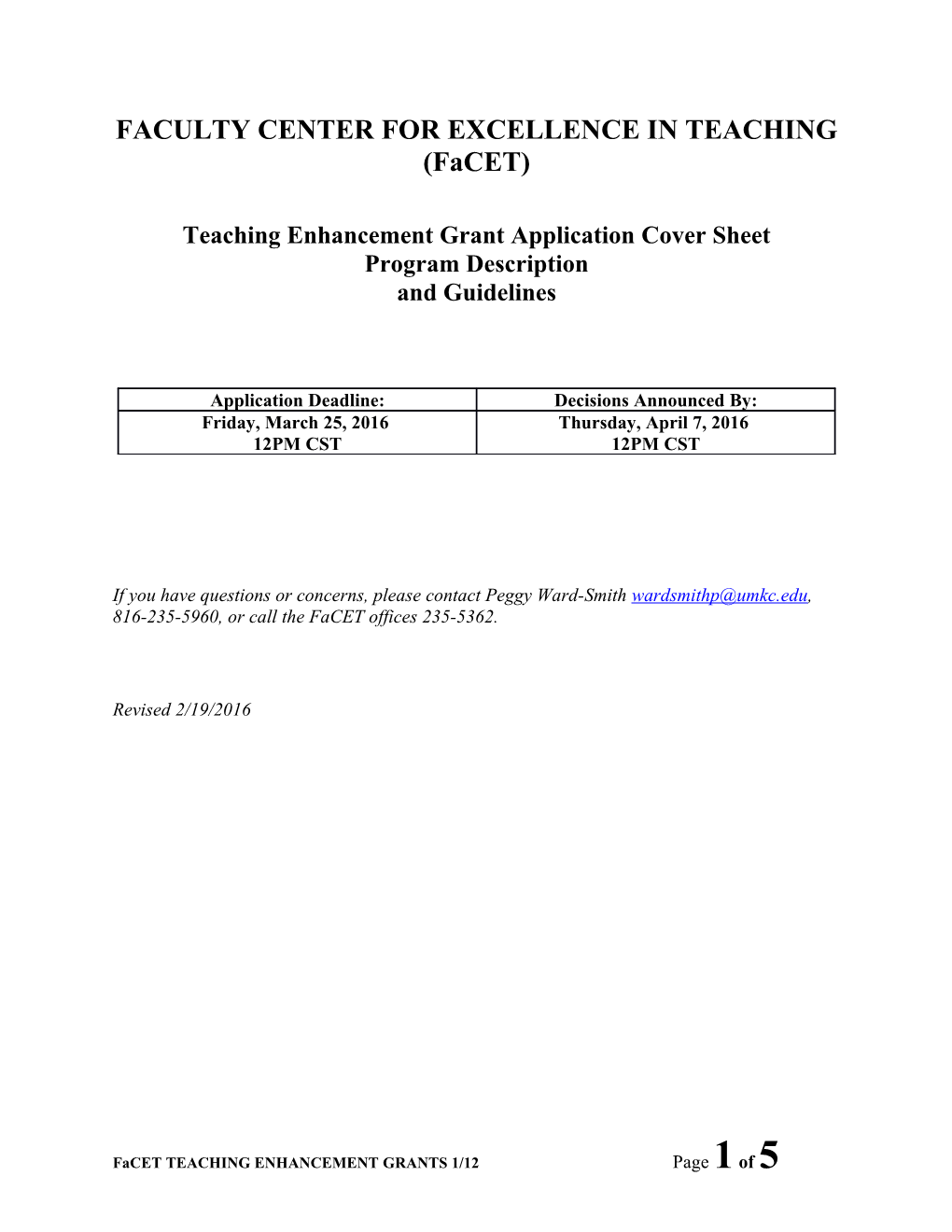 FACULTYCENTER for EXCELLENCE in TEACHING (Facet)