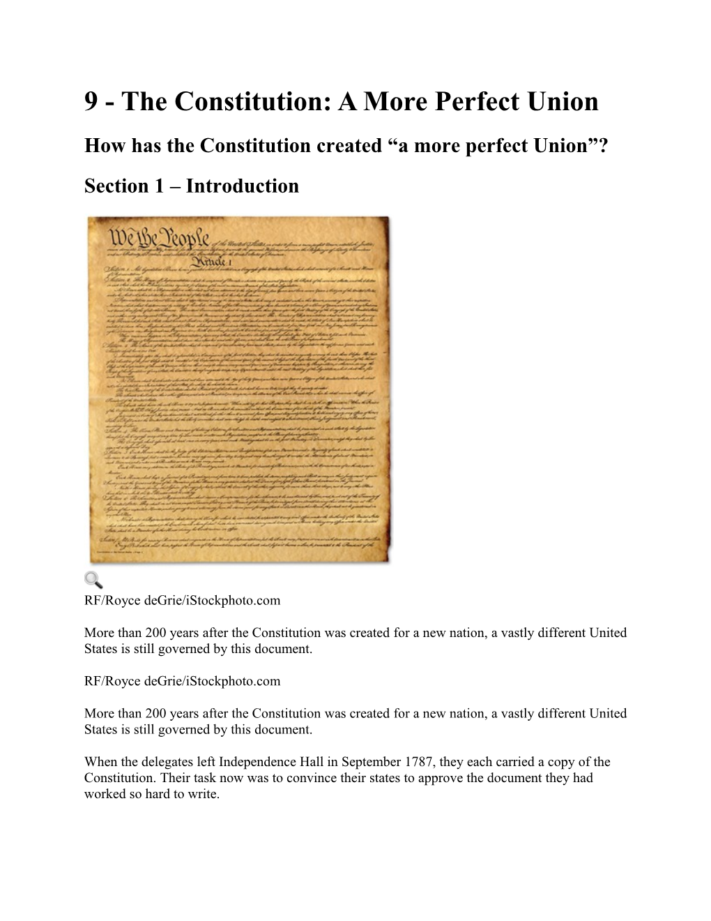 9 - the Constitution: a More Perfect Union