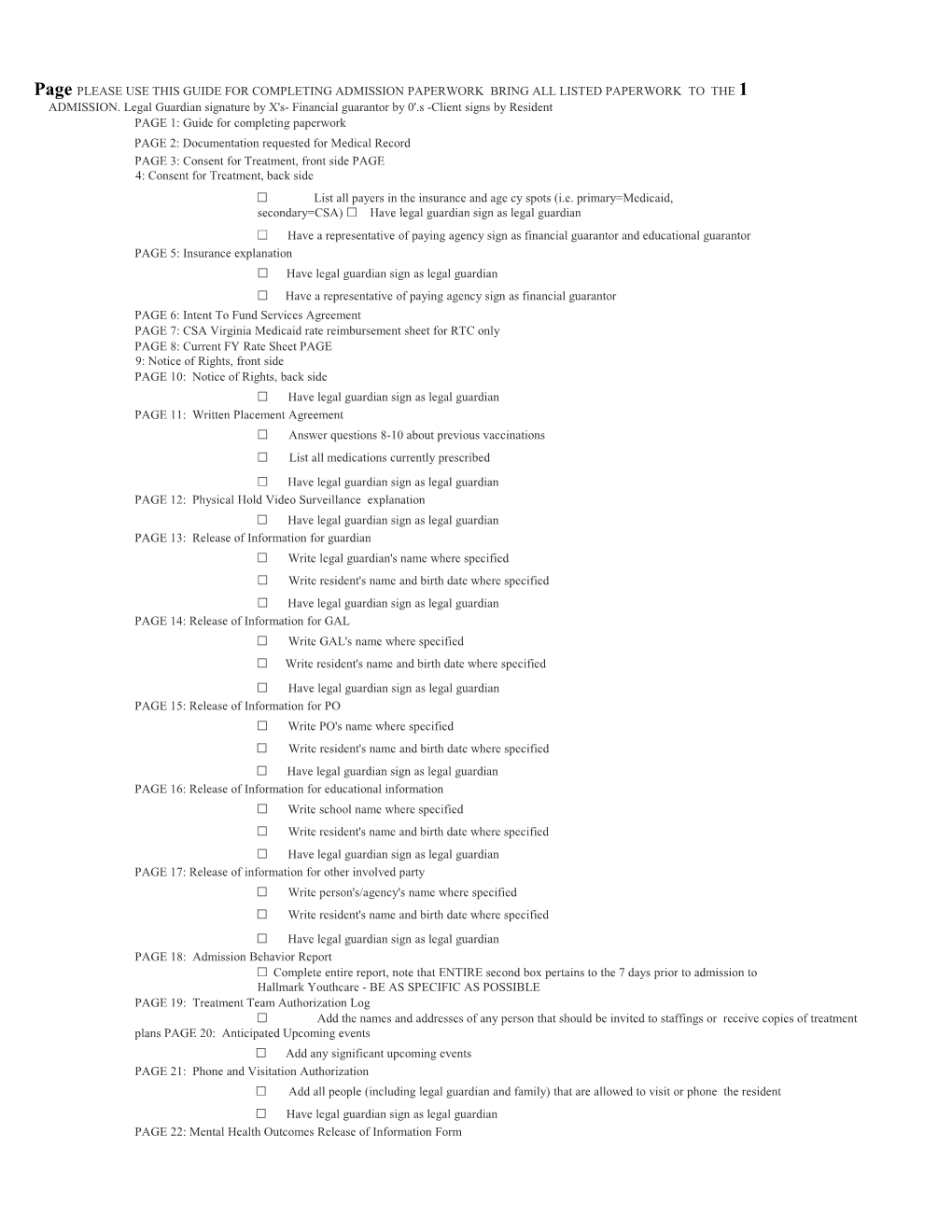 PAGE 1: Guide for Completing Paperwork