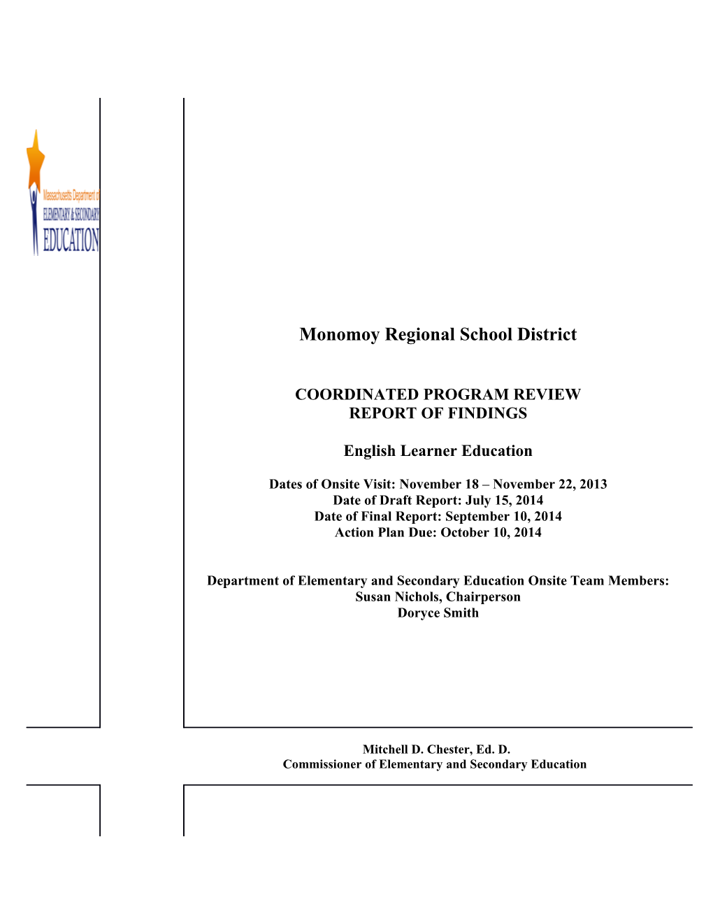 Monomoy Regional School District ELE CPR Final Report 2013-14