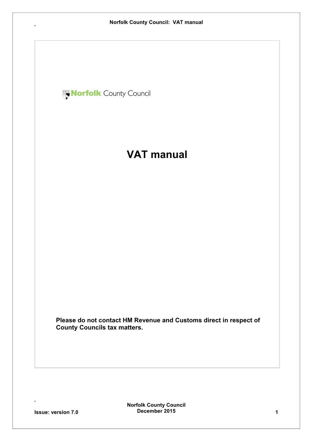 Norfolk County Council: VAT Manual