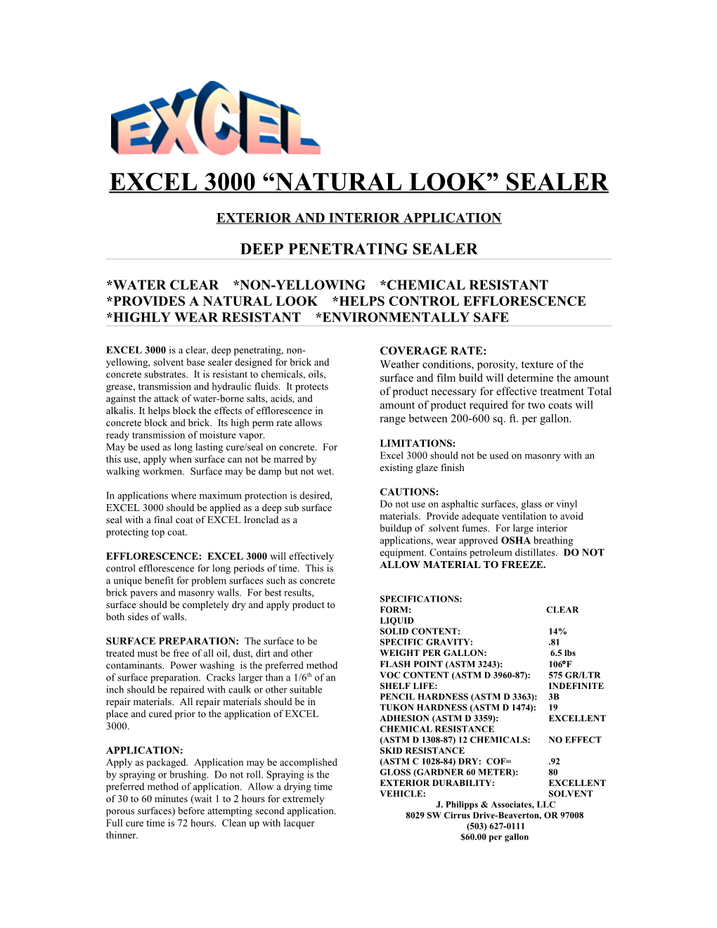 Excel 3000 Natural Look Sealer