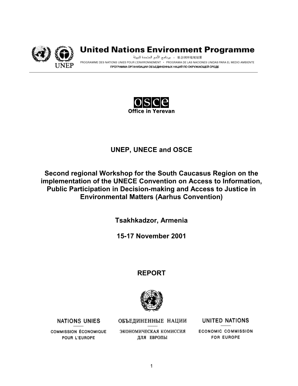 UNEP, UNECE and OSCE