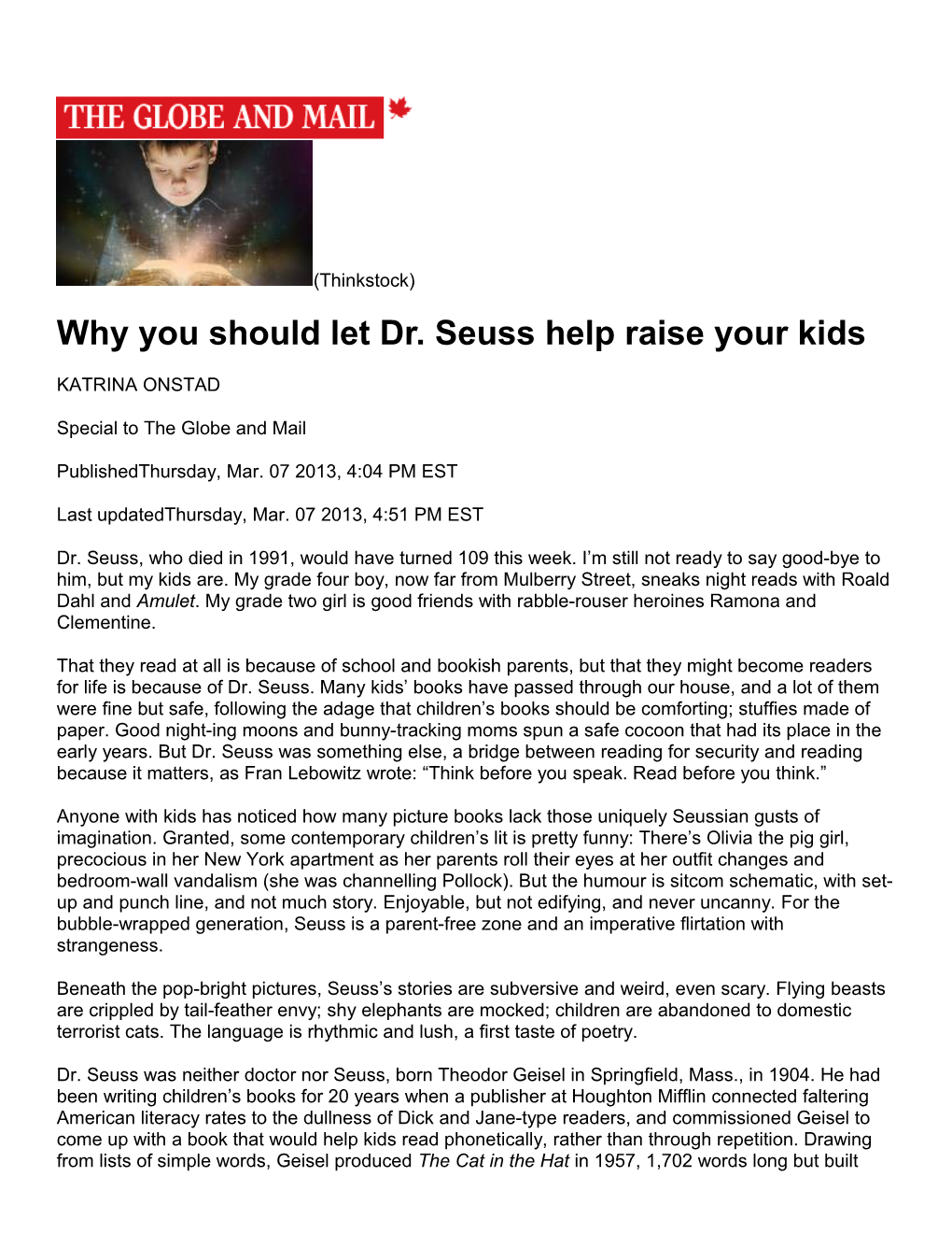 Why You Should Let Dr. Seuss Help Raise Your Kids