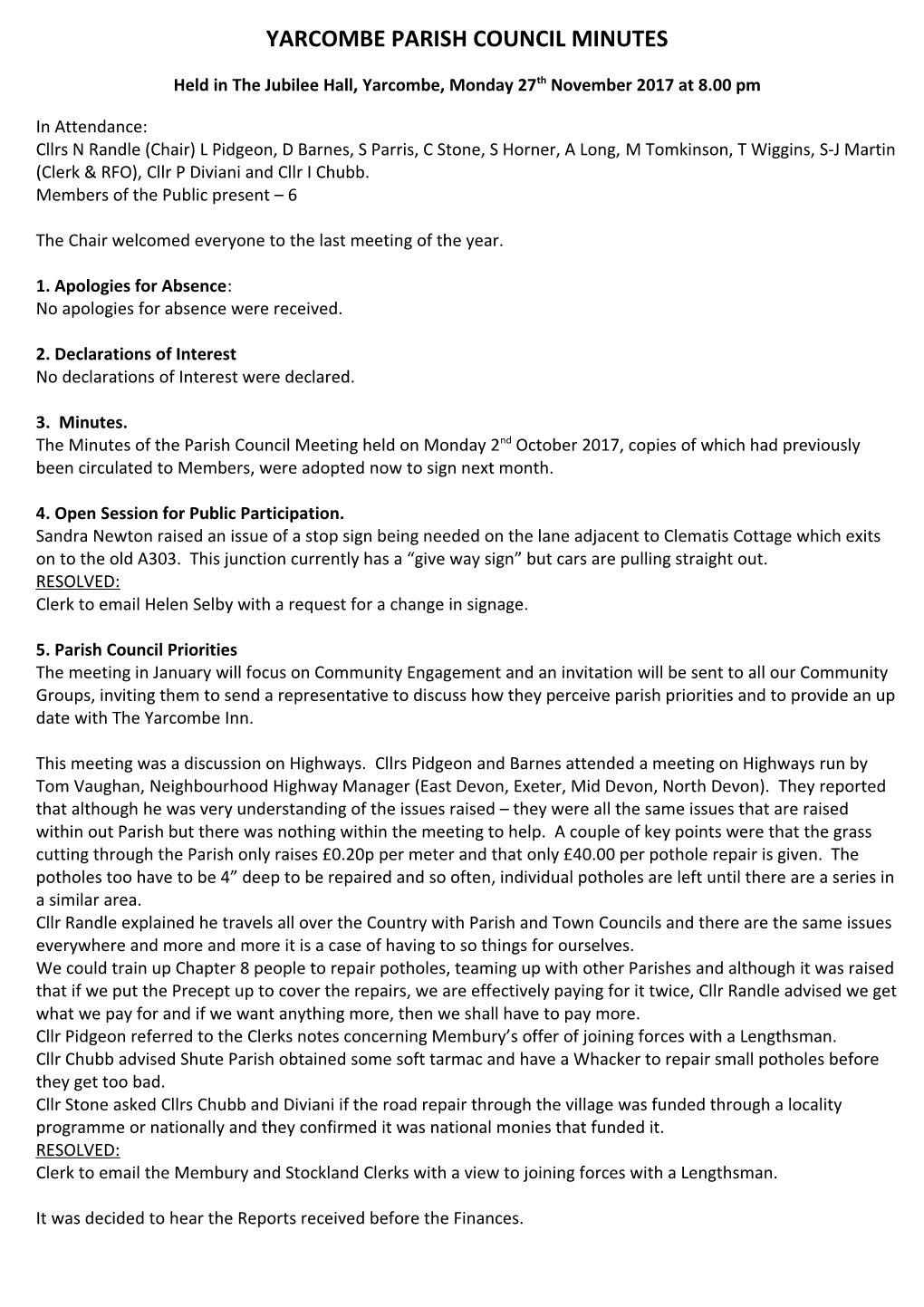 Yarcombe Parish Council