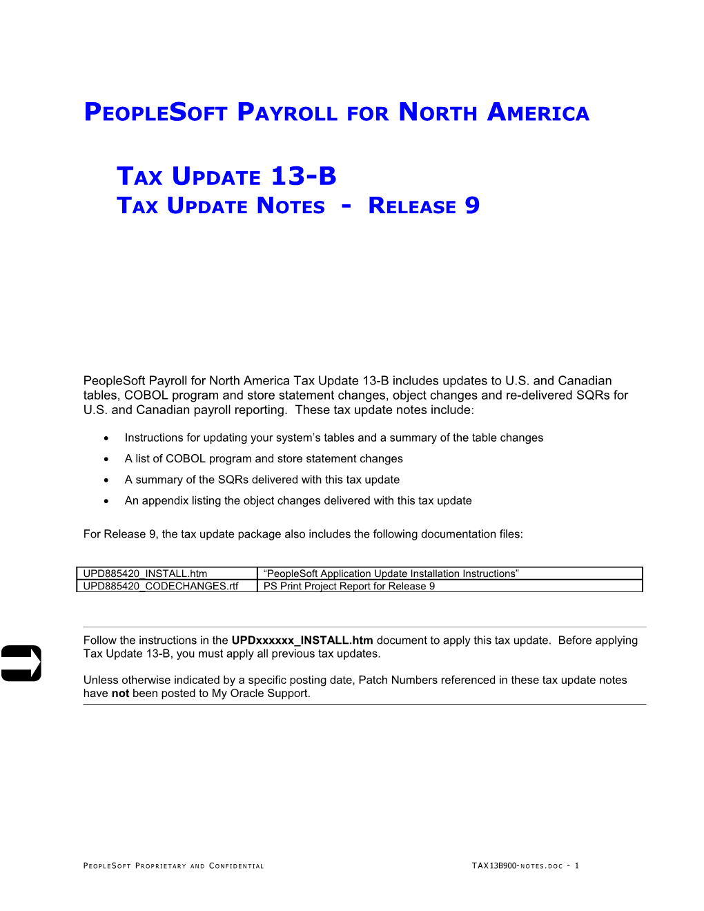 9.00 - Peoplesoft Payroll Tax Update 13-B