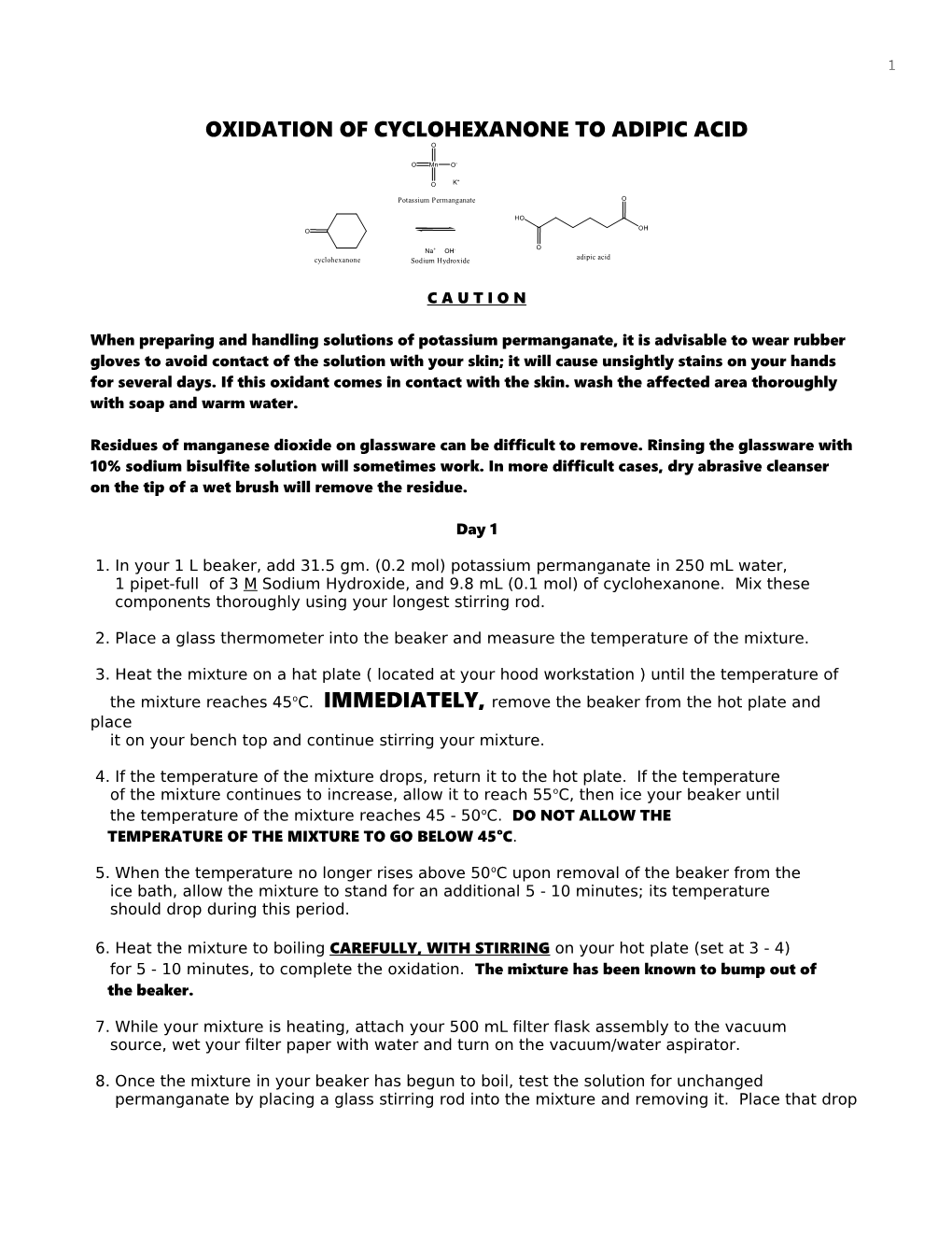 Oxidation of Cyclohexanone to Adipic Acid