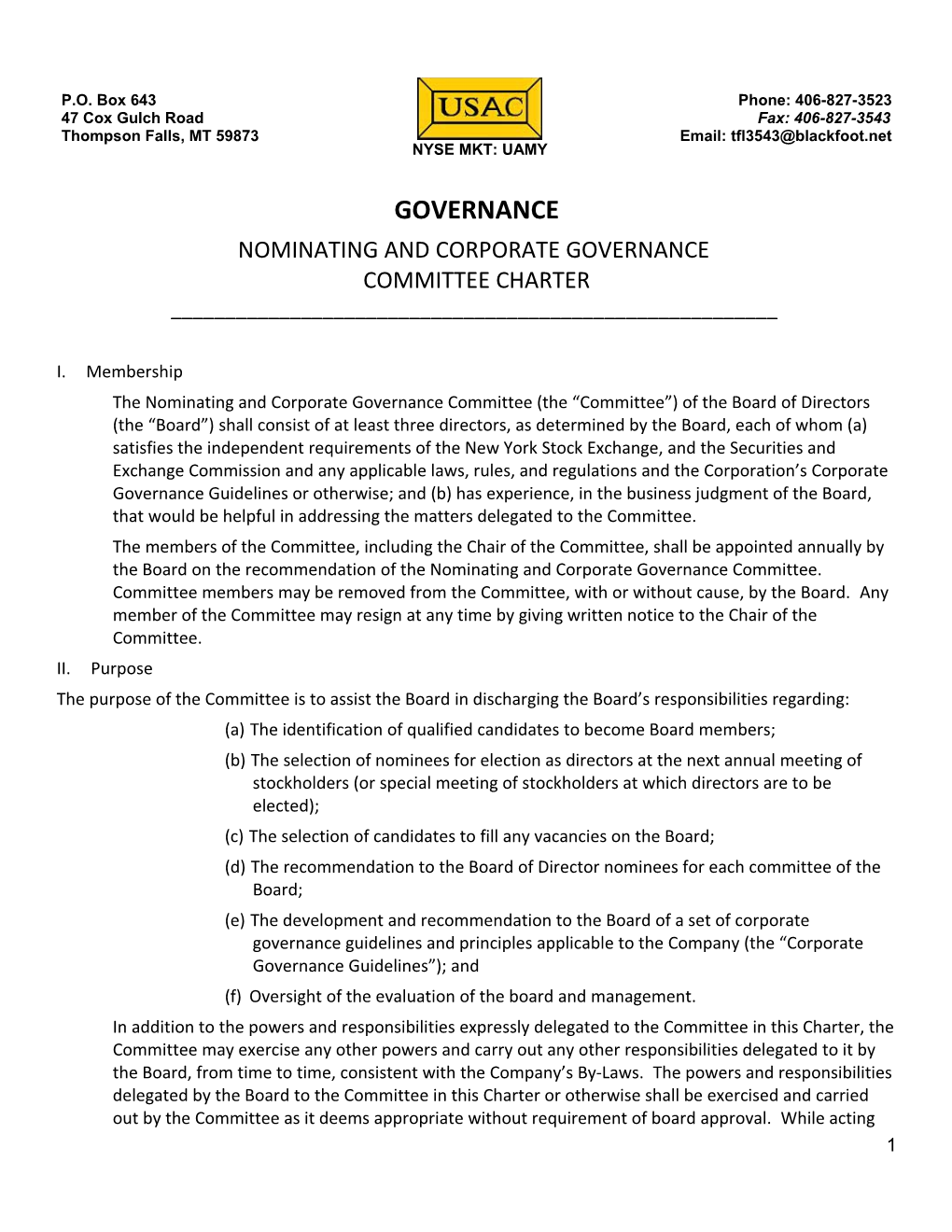 Nominating and Corporate Governance Committee Charter ______