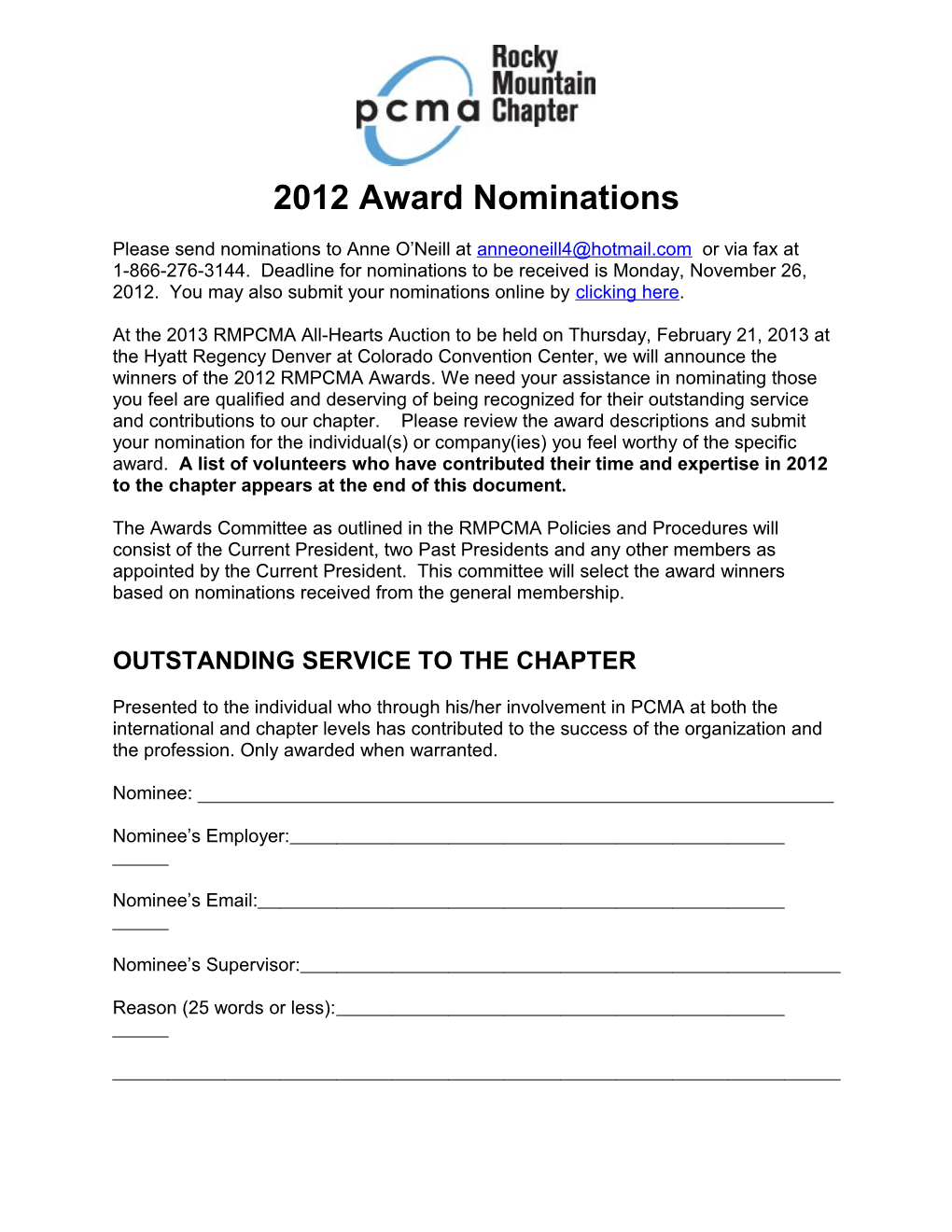 RMPCMA 2005 Award Nominations