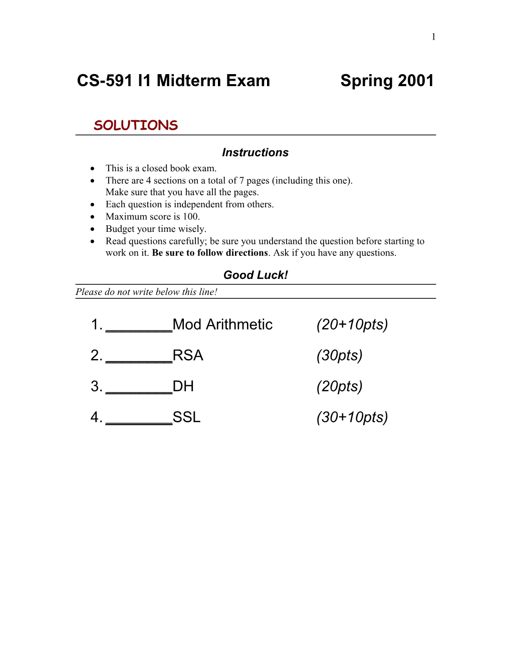 CS-591 I1 Midterm Exam