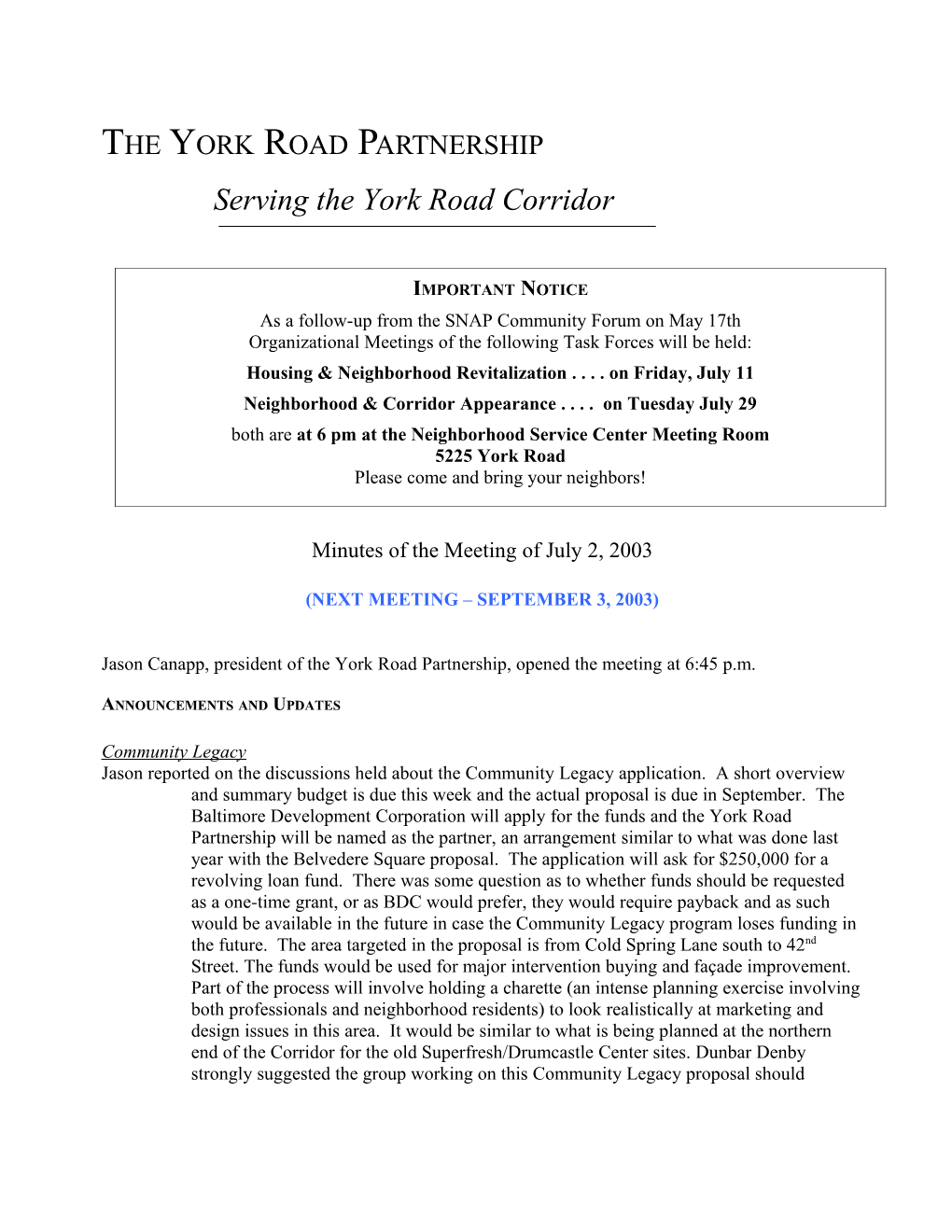 The York Road Partnership
