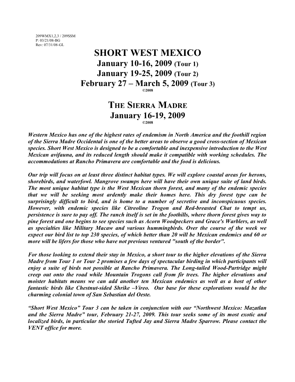 Short West Mexico