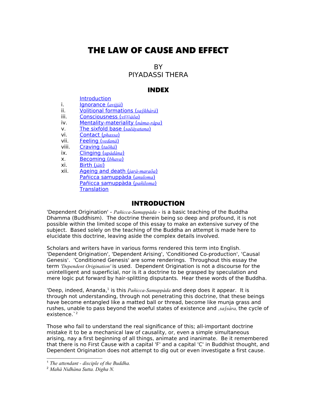 The Law of Cause and Effect