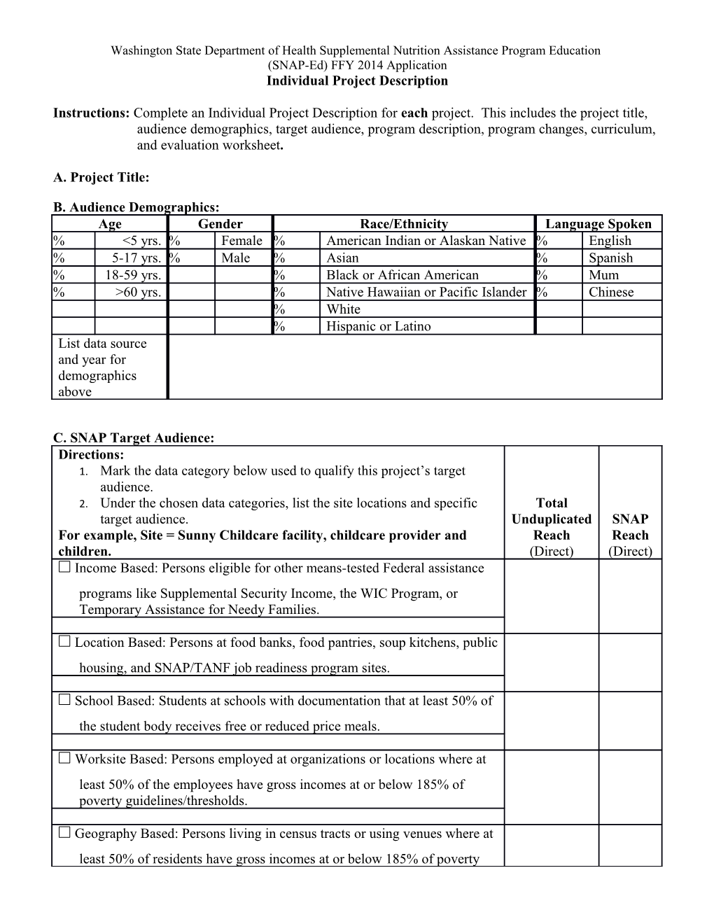 Individual Project Description Template Form