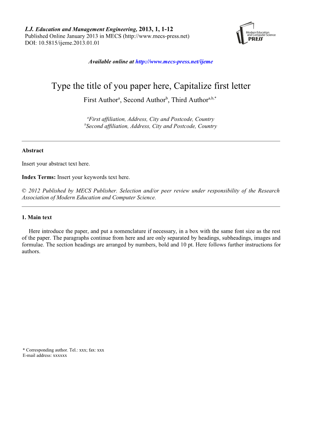 Type the Title of You Paper Here, Capitalize First Letter