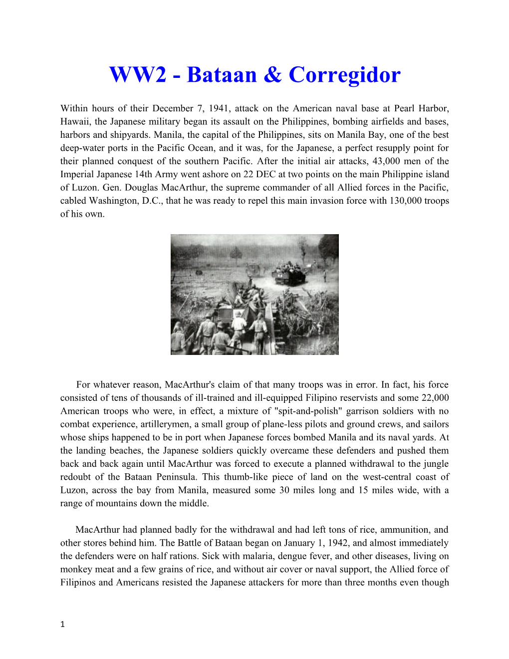 WW2 - Bataan & Corregidor