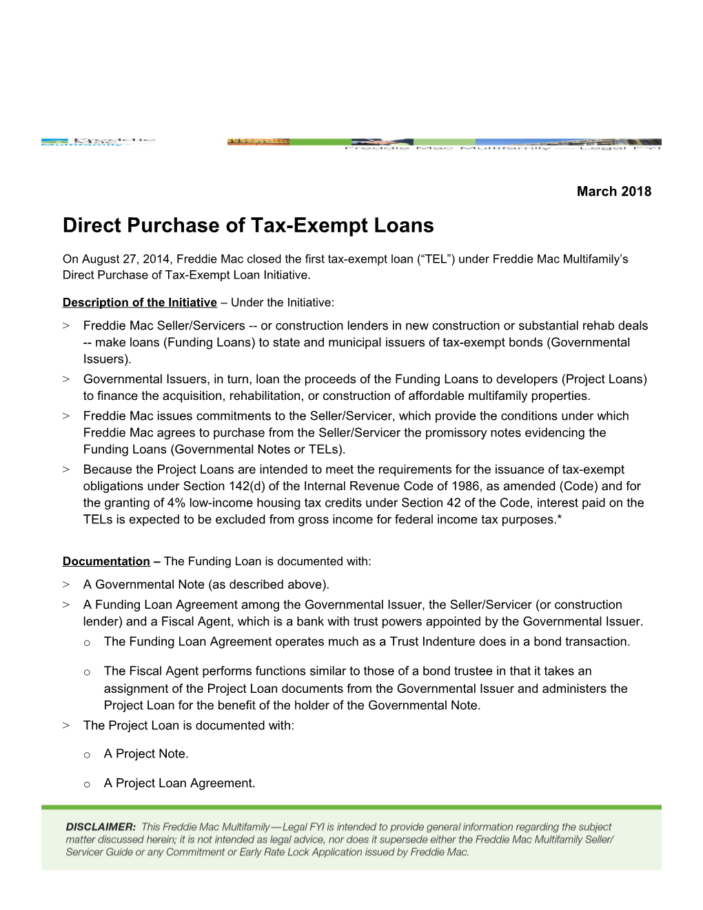 Direct Purchase of Tax-Exempt Loans