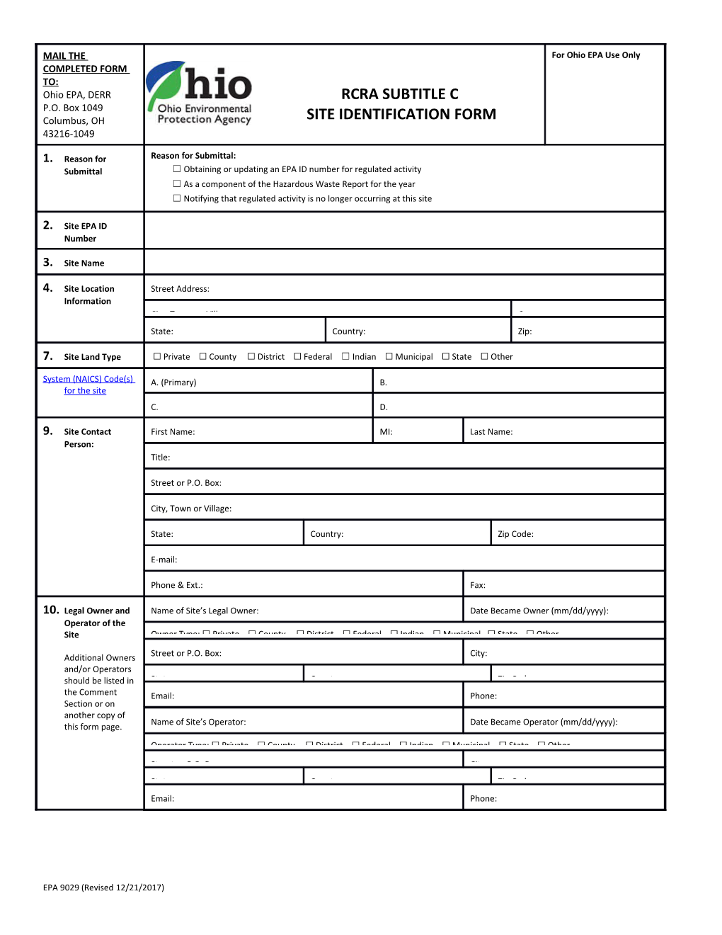 Reason for Submittal