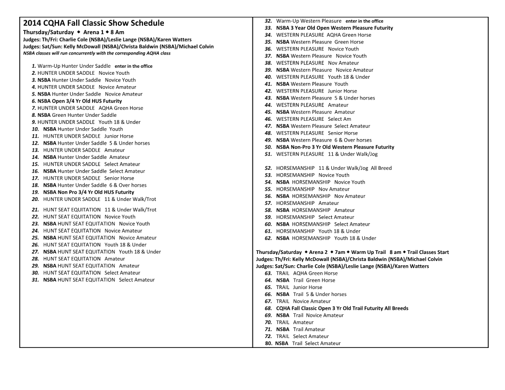 2014 SUN & SURF Show Schedule