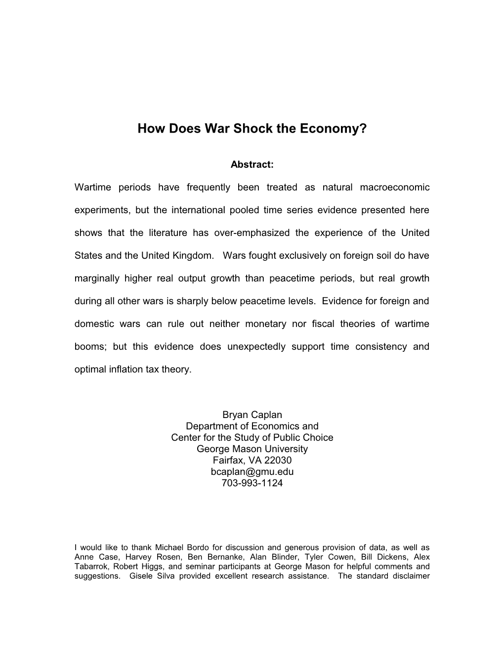Macroeconomic Policy During Wartime