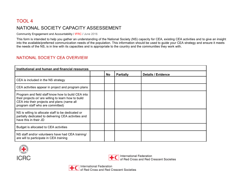 National Society Capacity Assessement