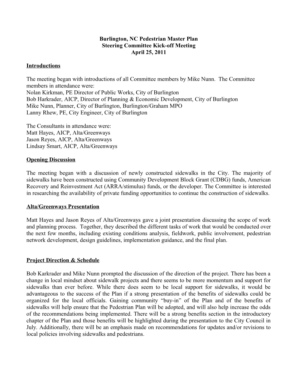 Greenville NC Urban Area MPO Bicycle and Pedestrian Master Plan